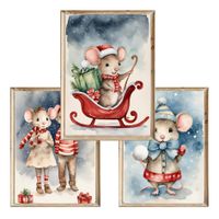 Zestaw trzech plakatów dla dzieci Winter Mouses