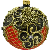 Bombka czerwona Vintage z bogatymi zdobieniami: 6 sztuk