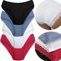 4x MAJTKI BAMBUSOWE FIGI Damskie KORONKOWE antybakteryjne PRĄŻKOWANE - M/L