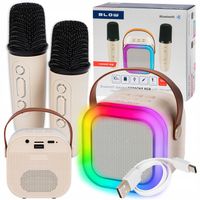 GŁOŚNIK BLUETOOTH PRZENOŚNY KARAOKE RGB 2 MIKROFONY USB SD MINI JACK