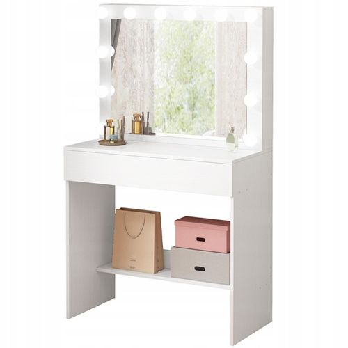 TOALETKA KOSMETYCZNA MAKIJAŻU WIZAŻU Z LUSTREM LED NOWOCZESNA LOFT GLAMOUR na Arena.pl