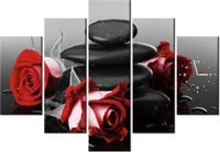 105CM 150CM ZEGAR 5 ELEM CZERWONE RÓŻE DRUK OBRAZ