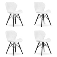 Krzesło LAGO ekoskóra - białe / nogi czarne x 4