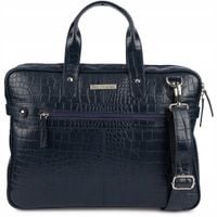 Torba skórzana aktówka teczka croco na laptopa 15"6 granatowa A4 Beltimore