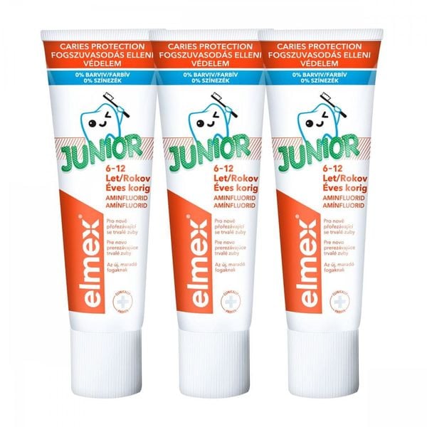 ELMEX CHILDREN'S TOOTHPASTE JUNIOR TRIO 3 X 75 ML zdjęcie 2
