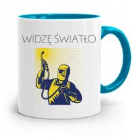 Kubek Błękitny Spawacza Widze Światło Z Nadrukiem Ze Zdjęciem