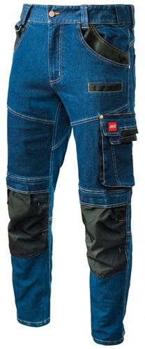 SPODNIE ROBOCZE JEANS STRETCH elastyczne MOCNE dużo kieszeni na Arena.pl