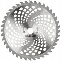 TARCZA WIDIOWA DO KOSY SPALINOWEJ DO KRZEWÓW GAŁĘZI PIŁA 40T 255X25,4mm