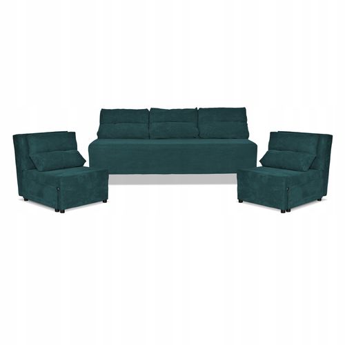 Zestaw KIMO funkcja spania sofa fotele Family Meble zielony Anafi sztruks na Arena.pl