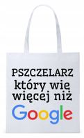 Dla Pszczelarza Na Prezent Torba Eco Biała Shopper Z Nadrukiem Ze Zdjęciem