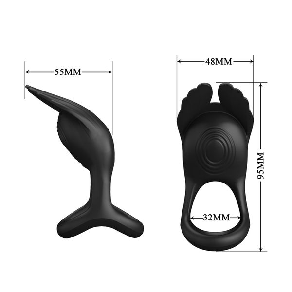 PRETTY LOVE - VIBRANT PENIS RING SILAS Black, 7 vibration functions zdjęcie 8