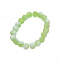 Bransoletka ze szklanych cieniowanych koralików zielony, biały MF32483