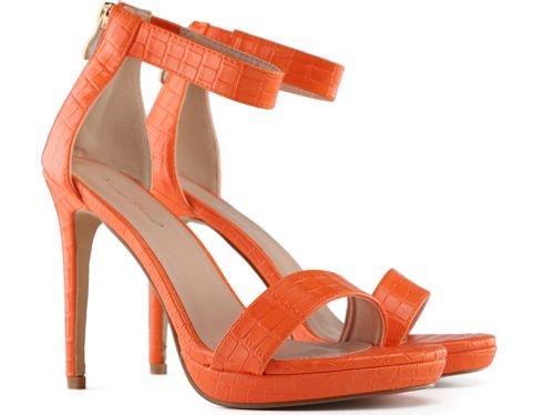 Sandałki na szpilce z paskiem w kostce pomarańczowe 37 na Arena.pl