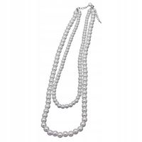 Piękne podwójne korale z perełek w dwóch rozmiarach białe