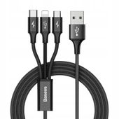 Kabel Baseus USB - USB typ C / microUSB / Lightning 1,2 m czarny