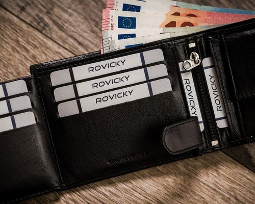elegancki portfel męski z systemem antyskimmingowym rfid protect - rovicky na Arena.pl