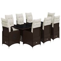 9-cz. zestaw ogrodowych mebli bistro z poduszkami, brązowy