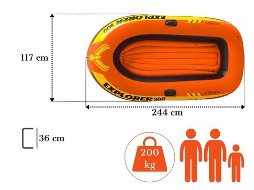 Ponton Intex Explorer 300 3os. Pompka + Wiosła 58358 MODEL 2024 na Arena.pl