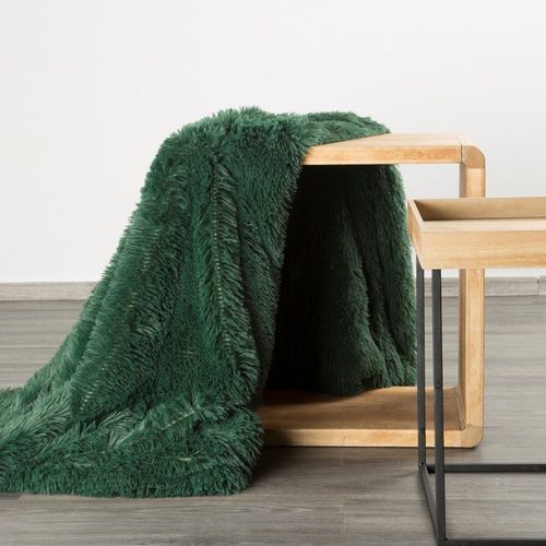 Koc narzuta TIFANY 200x220 Design91 ciemnozielony o strukturze futra na Arena.pl