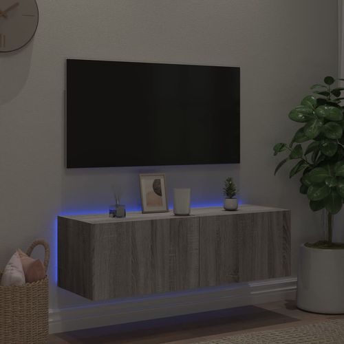 Ścienna szafka TV z LED, szary dąb sonoma, 100x35x31 cm na Arena.pl