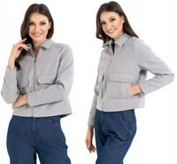 Kurtka damska bomberka z kołnierzem i kieszeniami SZARY MELANŻ MORAJ XXL