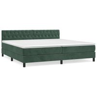 Łóżko kontynentalne z materacem, zielone, aksamit, 200x200 cm