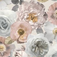 TAPETA WZÓR W KOLOROWE KWIATY LIŚCIE PAPIEROWA