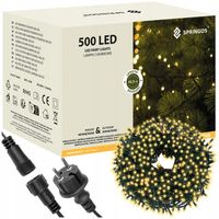 LAMPKI CHOINKOWE 500 LED ZEWNĘTRZNE GRUBE STAŁE ŚWIATŁO 31,5m BIAŁY CIEPŁY