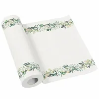 Bieżnik papierowy Airlaid zielone liście, 0,4 x 24 m