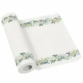 Bieżnik papierowy Airlaid zielone liście, 0,4 x 24 m