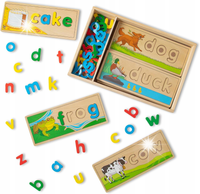 PUZZLE DREWNIANE DOPASOWANIE LITEREK UKŁADANKA NAUKA ANGIELSKIEGO DZIECI