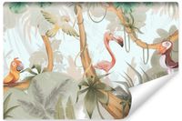 Fototapeta Tropikalne ZWIERZĘTA Ptaki Dżungla Abstrakcja 315cm x 210cm