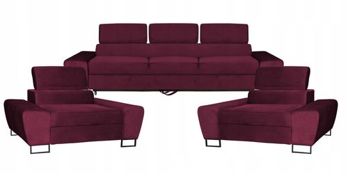 Zestaw mebli wypoczynkowych Bosso Sofa 3os fotele bordowe na Arena.pl