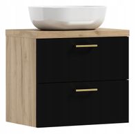 Szafka łazienkowa wisząca LUNA 50 czarny/dąb z umywalką Blanco (W5)