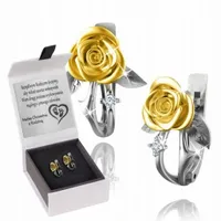 KOLCZYKI SREBRNE RÓŻE 925 RODOWANE GRAWER