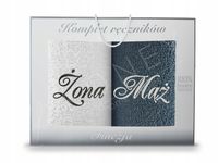 ZESTAW 2x RĘCZNIK 70x140 MĄŻ ŻONA PREZENT HAFT