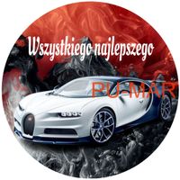 Opłatek na tort Urodziny 18 30 40 Bugatti Auto Samochód Logo Tekst Gratis