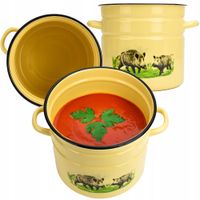 GARNEK EMALIOWANY 12 L Z POKRYWKĄ WZÓR DZIK DO GOTOWANIA POTRAW PRZETWORÓW