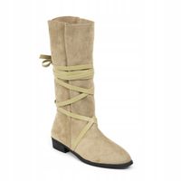 BUTY Damskie Kozaki Przed Kolano Wsuwane Botki Jesienne 40 zielone