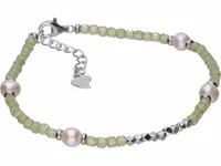 ELEGANCKA RODOWANA SREBRNA BRANSOLETKA FASETOWANE KRYSZTAŁKI PERŁY PEREŁKI