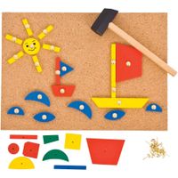 PRZYBIJANKA kolorowe kształty 2 MŁOTECZKI PINEZKI