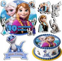 ZESTAW OPŁATEK NA TORT 30CM + 17 POSTACI - KRAINA LODU + IMIĘ 24CM 26 CM