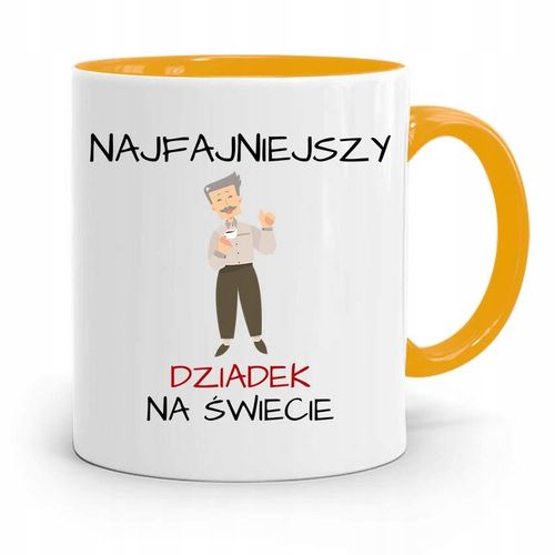 Kubek Żółty Na Dzień Dziadka Najfajniejszy Dziadek Z Nadrukiem Ze Zdjęciem na Arena.pl