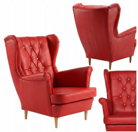 Fotel uszak skandynawski czerowny red glamour eko skóra Gaja Family Meble