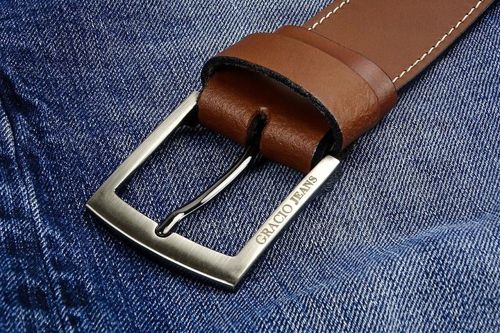 Pasek 110cm Męski Szeroki do SPODNI JEANS Brązowy zdjęcie 5