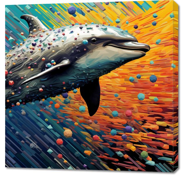Obraz 90x90cm Delfin w Palecie Barw zdjęcie 1
