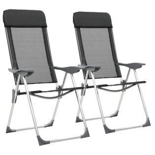 Składane Krzesła Turystyczne, 2 Szt., Czarne, Aluminiowe