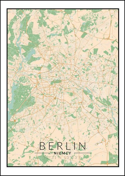 Berlin mapa kolorowa - plakat 50x70 cm zdjęcie 1