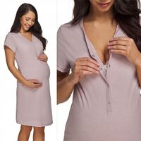 BAWEŁNIANA KOSZULA DO KARMIENIA PORODU CIĄŻOWA ROZPINANA GŁĘBOKO NA NAPY