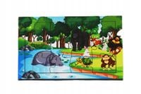 Drewniana kolorowa układanka dla dzieci Zabawka PUZZLE ZWIERZĘTA 12 el
